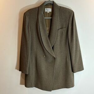 EMANUEL UNGARO Sz 12 Double Breasted Blazer Made in Honk Kong Shoulder Pads